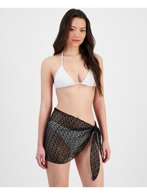 28$ Miken Juniors' Metallic-Knit Cover-up Sarong Women's Size L Black